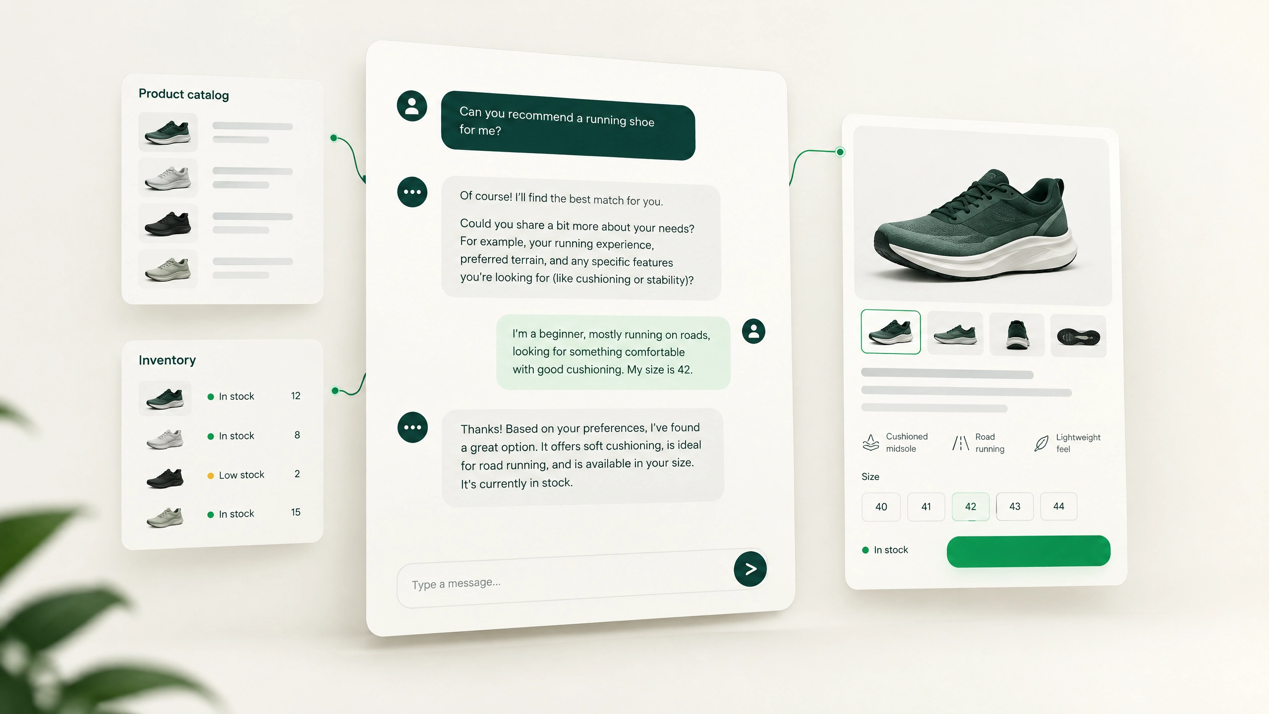 AI-powered product recommendation in a commerce experience