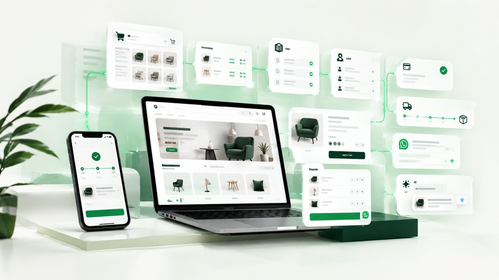 Connected eCommerce platform across storefront, customer communication, fulfillment, and AI
